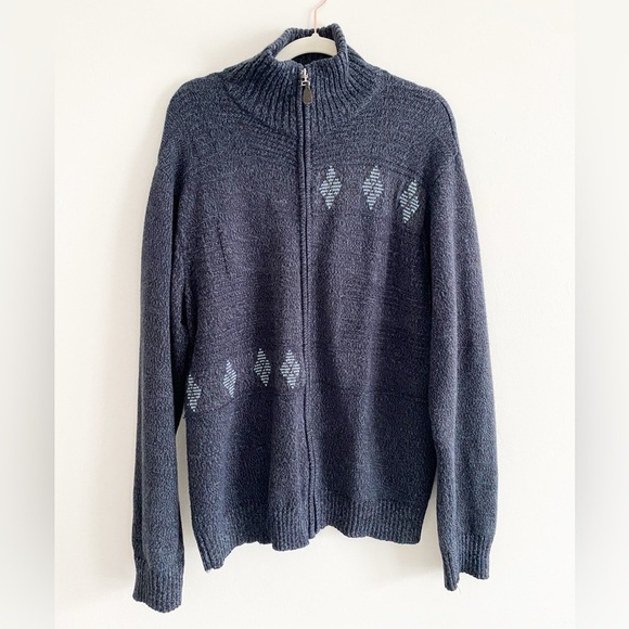 Vintage Arnold Palmer Men’s Wool Blend Full Zip Knit Cardigan, Navy Blue, Size M - Picture 1 of 5